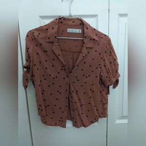 NWOT Abercrombie and Fitch Polka Dot Button Down Top